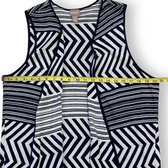 Chico’s Blue White Stripe Sleeveless Open Vest Cardigan US Sz 8 - Chico’s Sz 1 - Picture 5 of 6